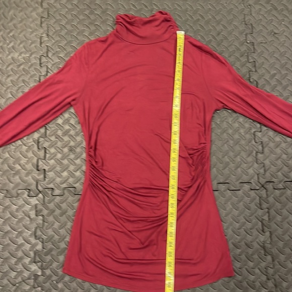 White House Black Market Cranberry Red Turtleneck, S, Button detail at wrists - Picture 6 of 7